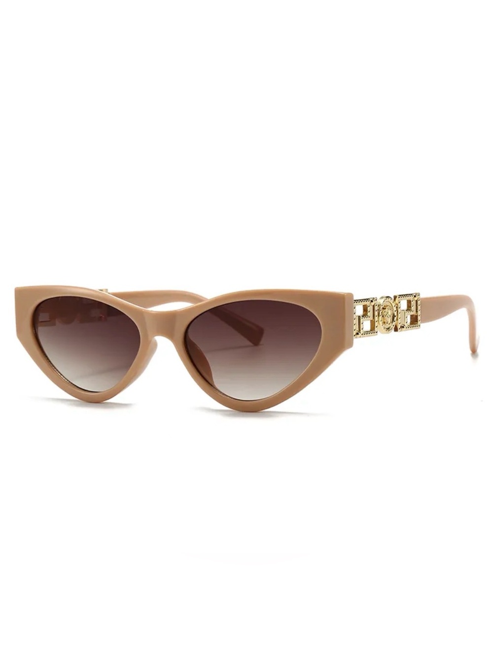 Women's Tan Cat Eye Sunglasses with Gold Accent